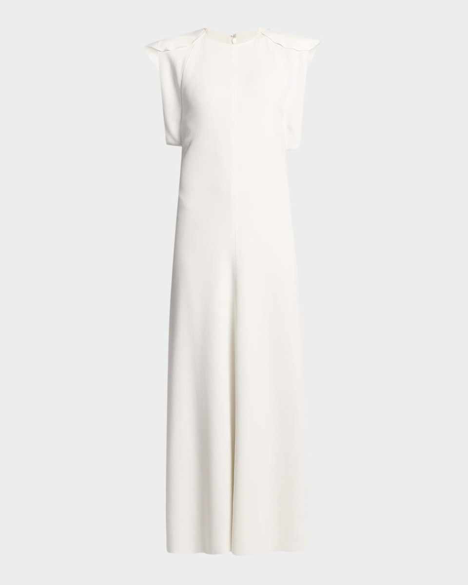 Folded Cap-Sleeve Midi Dress